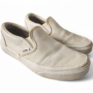 Vans Classic Slip On Skate Women's 5.5‎ White Leather Perforated